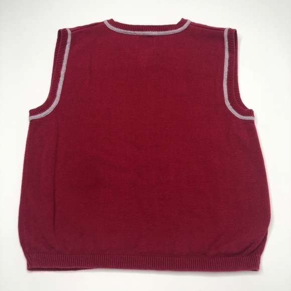 Baby GAP Deep Red Grey Trimmed V-neck Boy's Knit Toddler Sweater Vest SIZE 4T - Picture 3 of 11